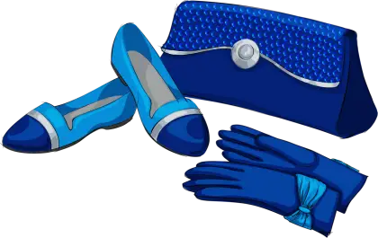 Blue Shoes, Clutch, and Gloves Set