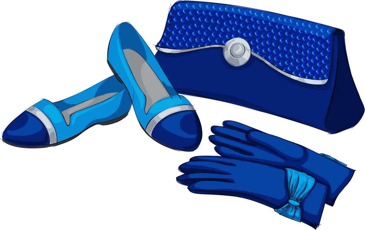 Blue Shoes, Clutch, and Gloves Set