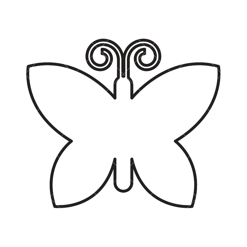 Simple Black Butterfly Outline Drawing