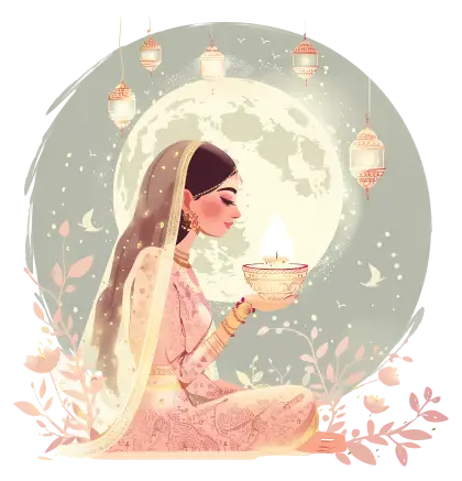 Woman with Lamp and Moon