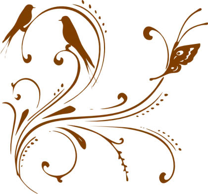 Ornamental Birds and Swirl Art