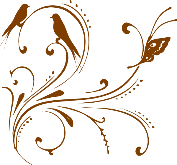 Ornamental Birds and Swirl Art