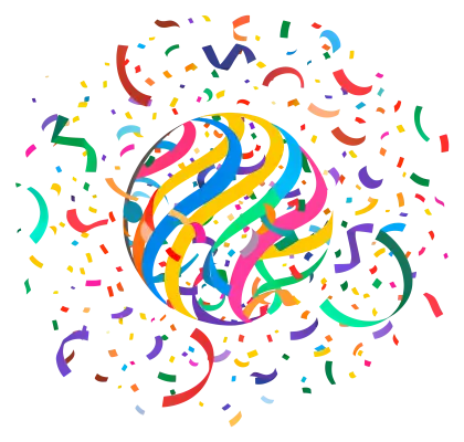 Colorful Confetti Ball with Festive Streamers