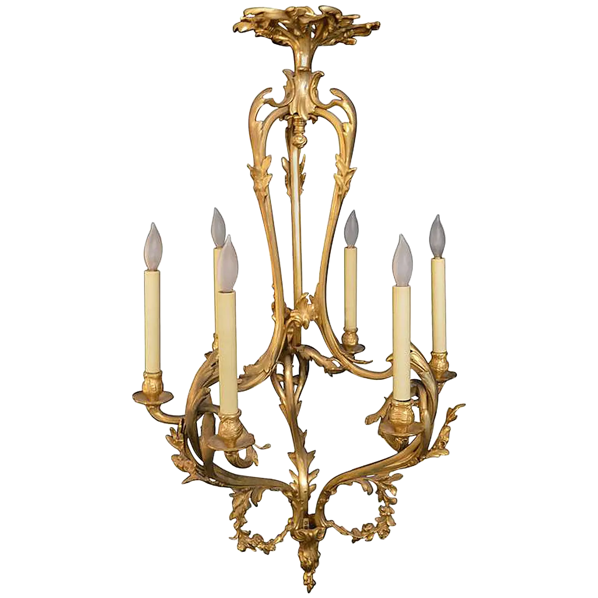 Gold Ornate Chandelier With Candles