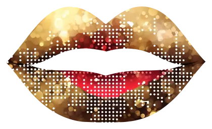 Glittery Lips with Sparkling Golden Effect