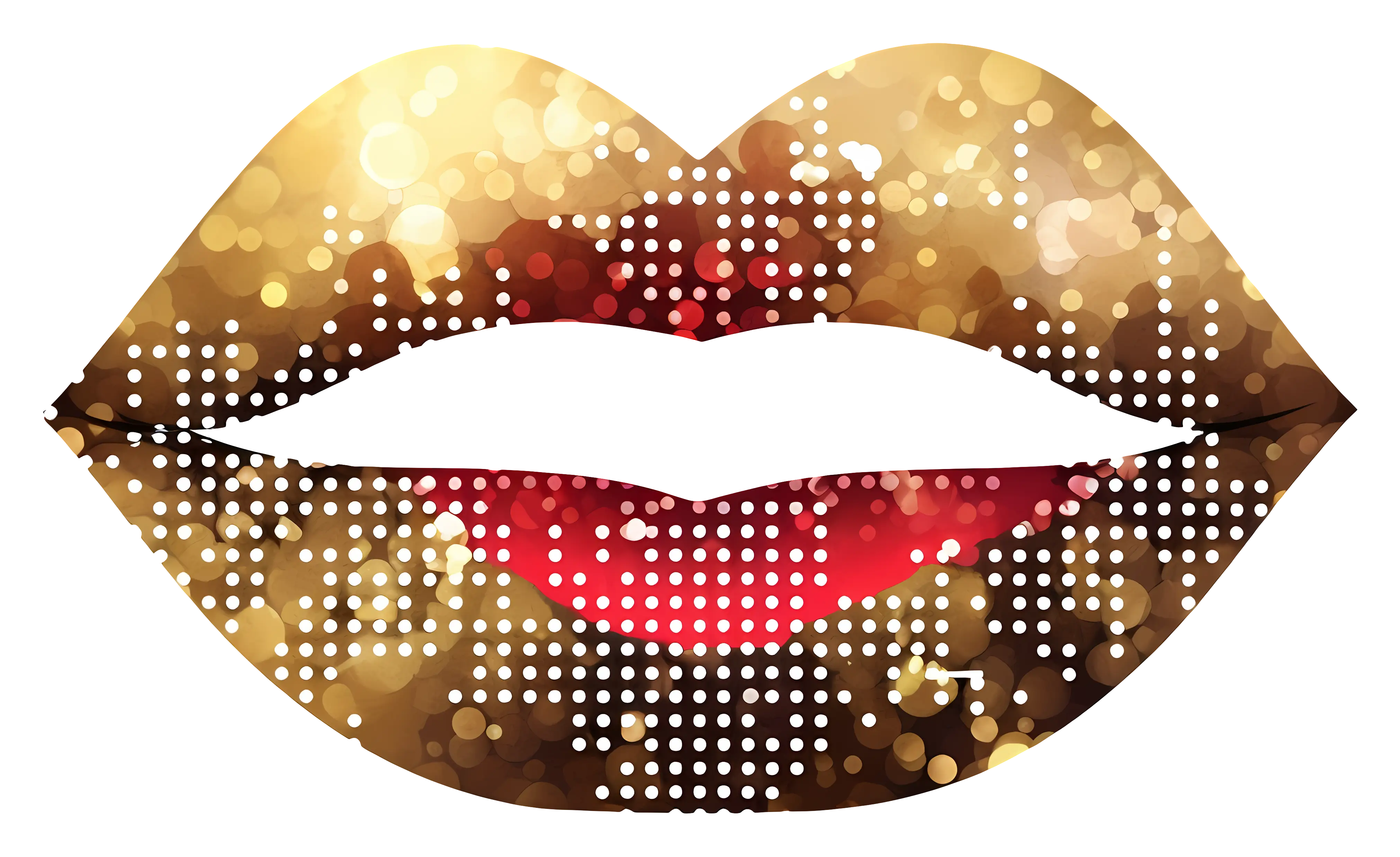 Glittery Lips with Sparkling Golden Effect