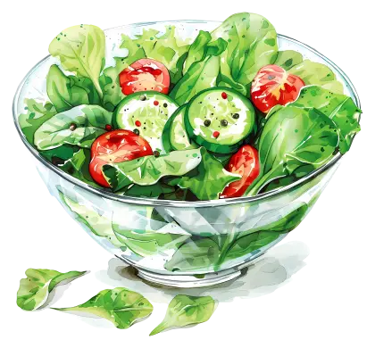 Bowl of Fresh Green and Vegetable Salad