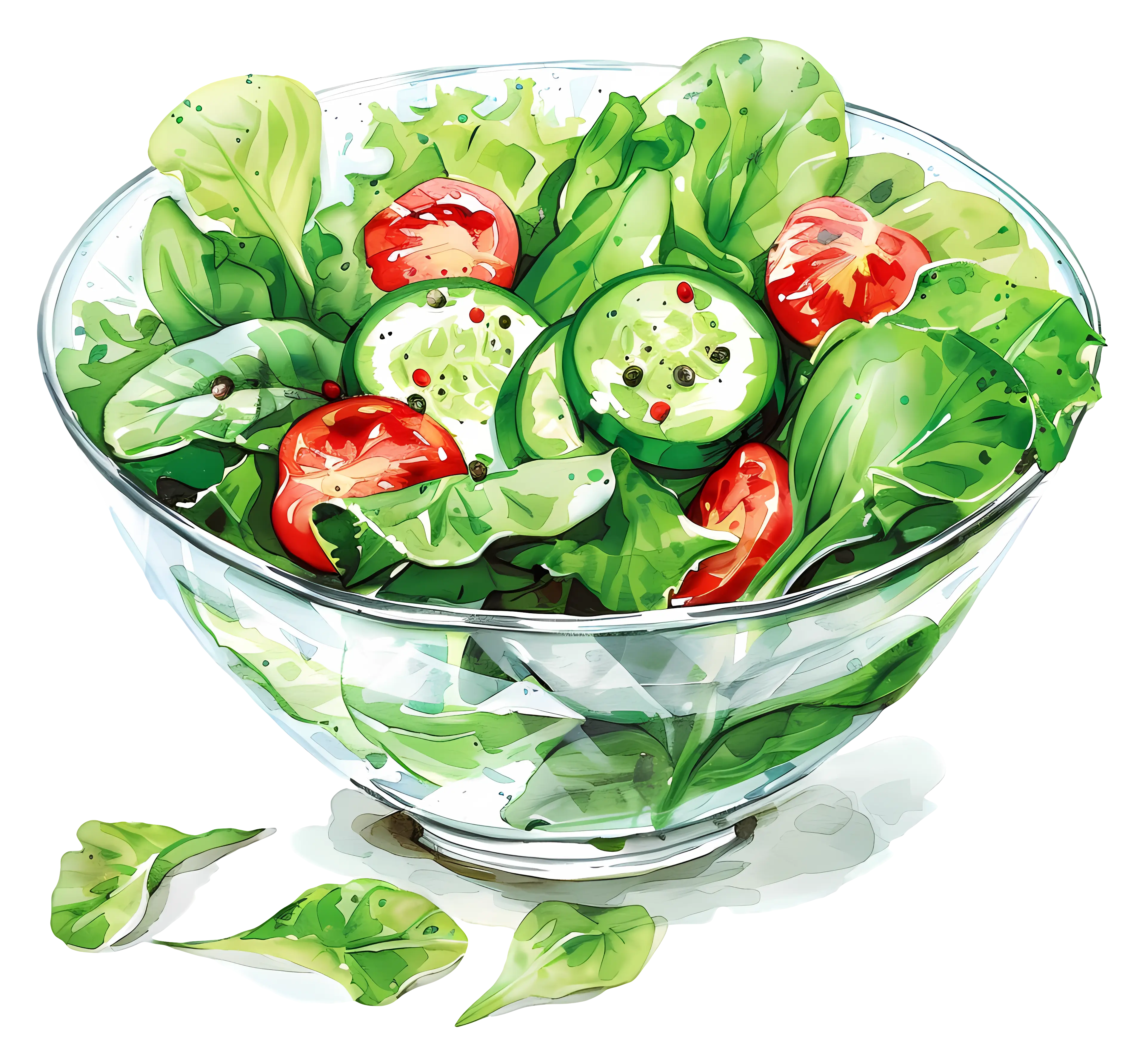 Bowl of Fresh Green and Vegetable Salad