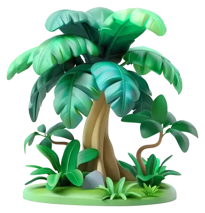 3D Tropical Palm Tree Scene