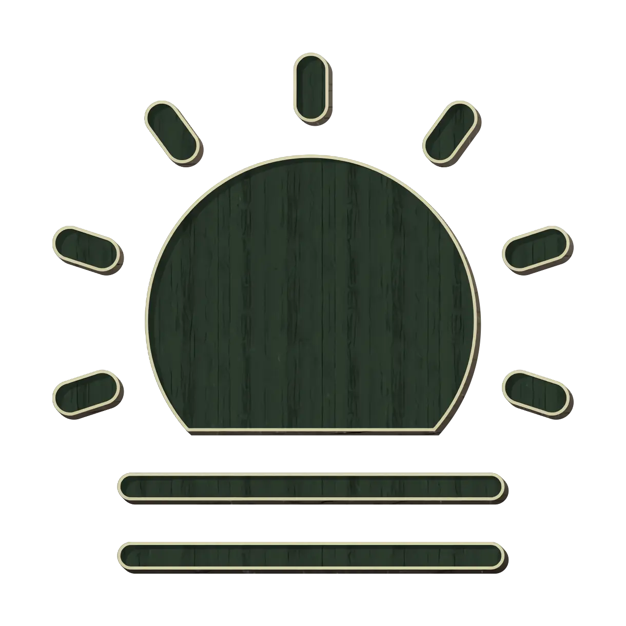 Green Wooden Sun Symbol Illustration