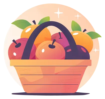 Colorful Fruit Basket with Apples and Oranges