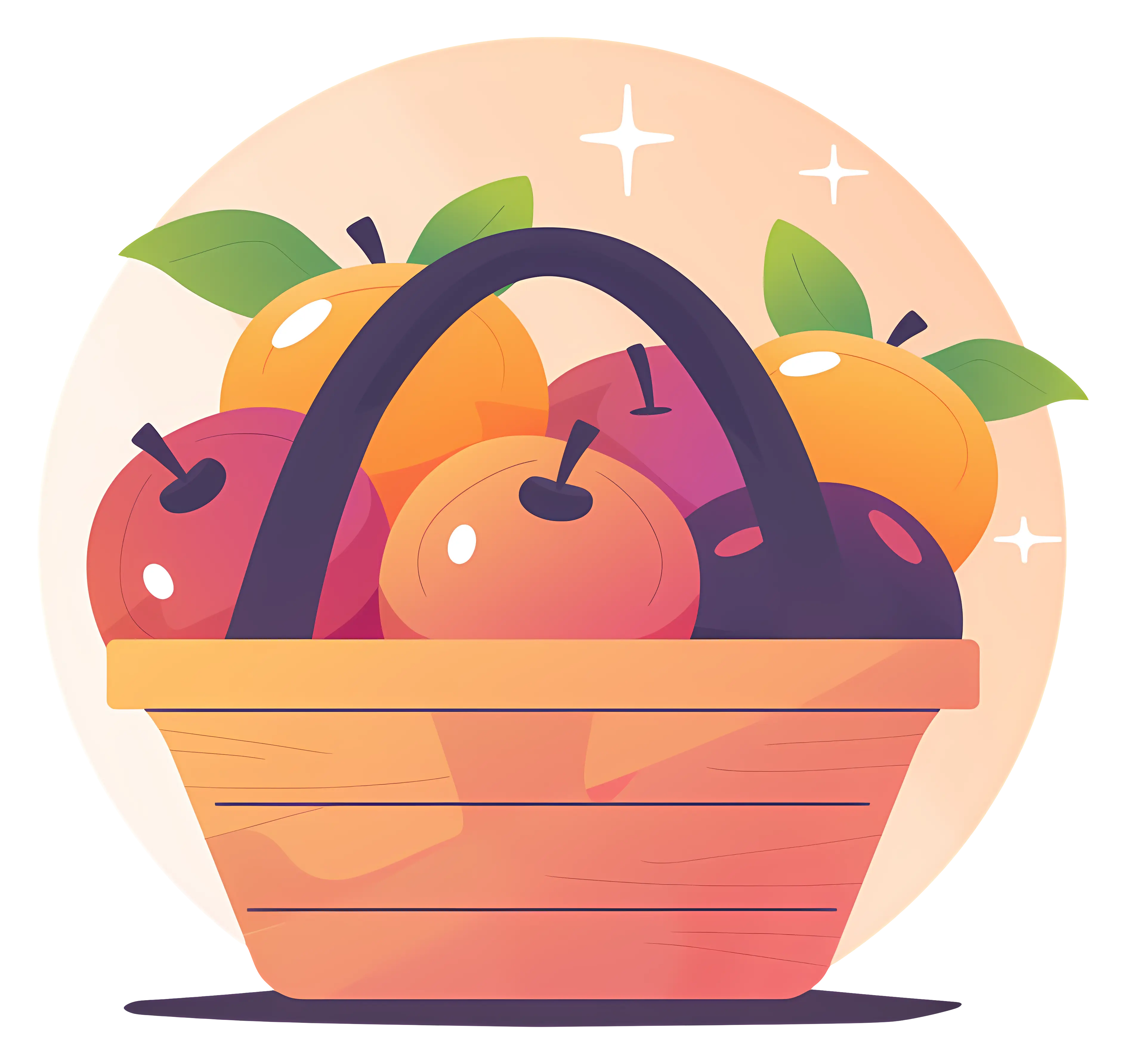 Colorful Fruit Basket with Apples and Oranges