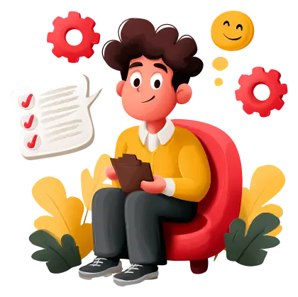 Man with Checklist Cartoon