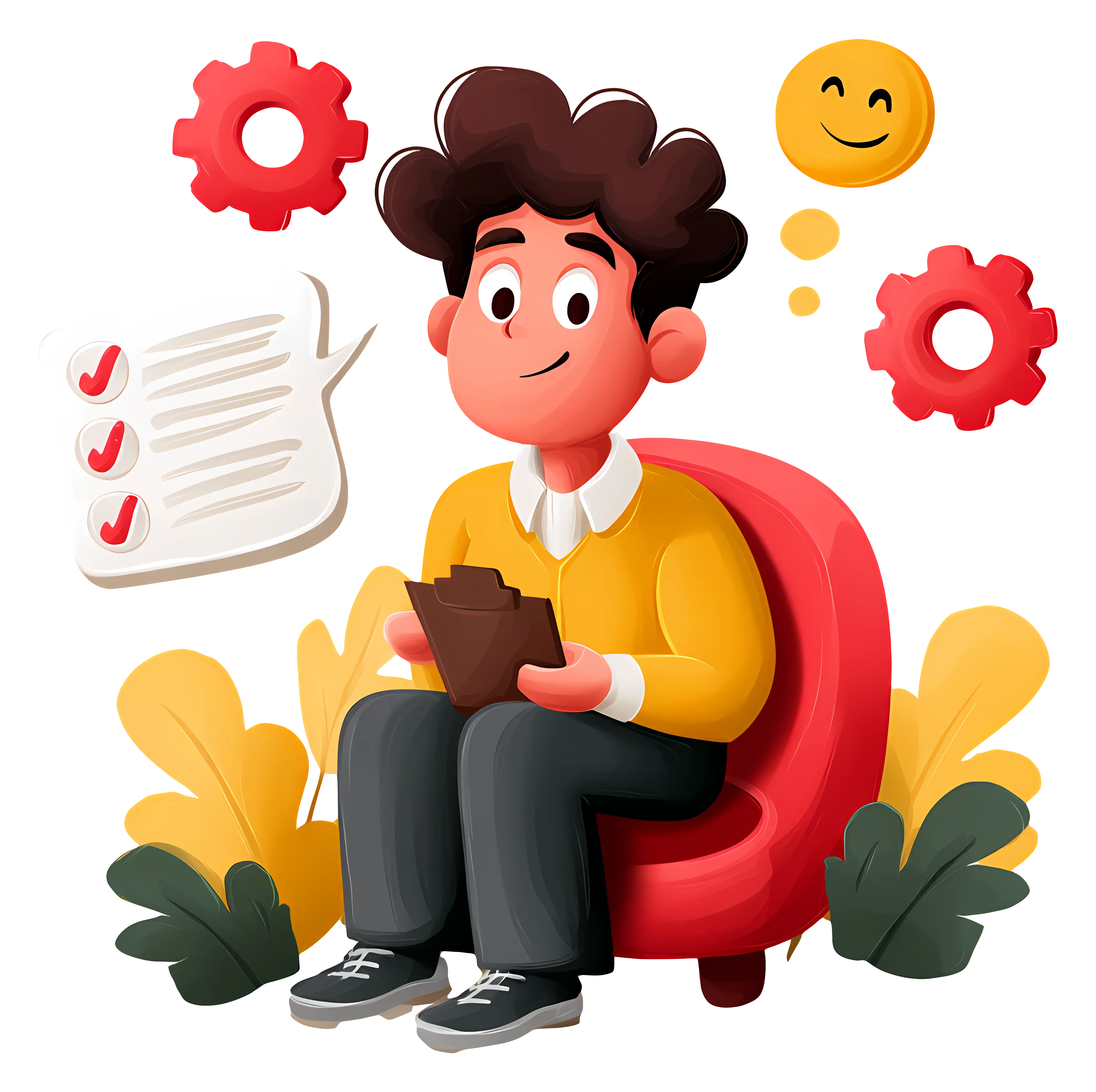 Man with Checklist Cartoon