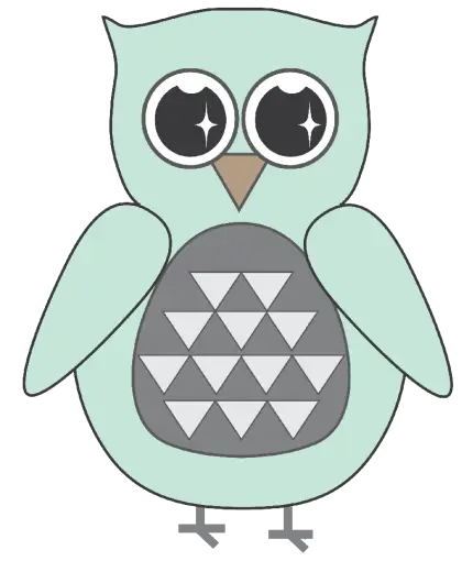 Cute Mint Green Owl with Wide Eyes and Patterned Body