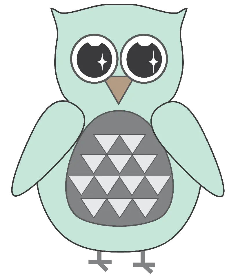 Cute Mint Green Owl with Wide Eyes and Patterned Body
