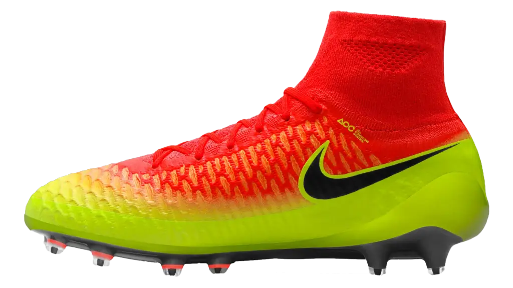 Red and Yellow Football Shoe with Nike Logo