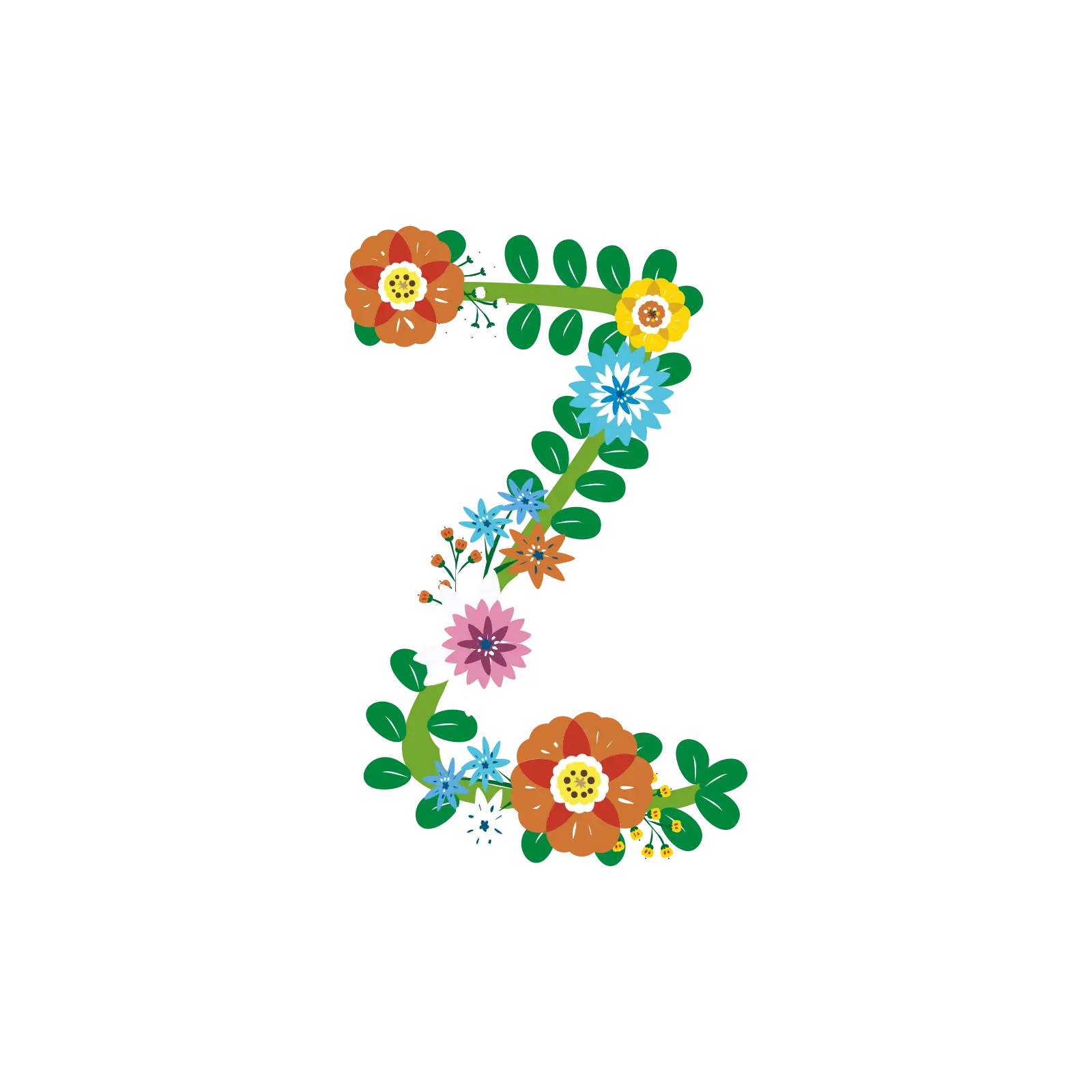 Decorative Floral Z Alphabet Illustration