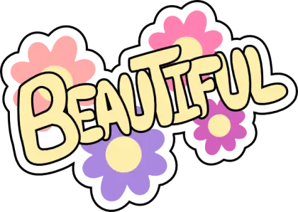 Beautiful Text with Colorful Flowers
