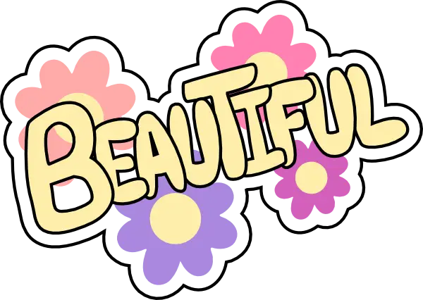 Beautiful Text with Colorful Flowers