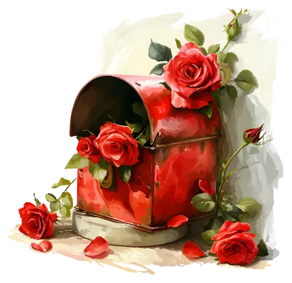 Red Mailbox with Roses