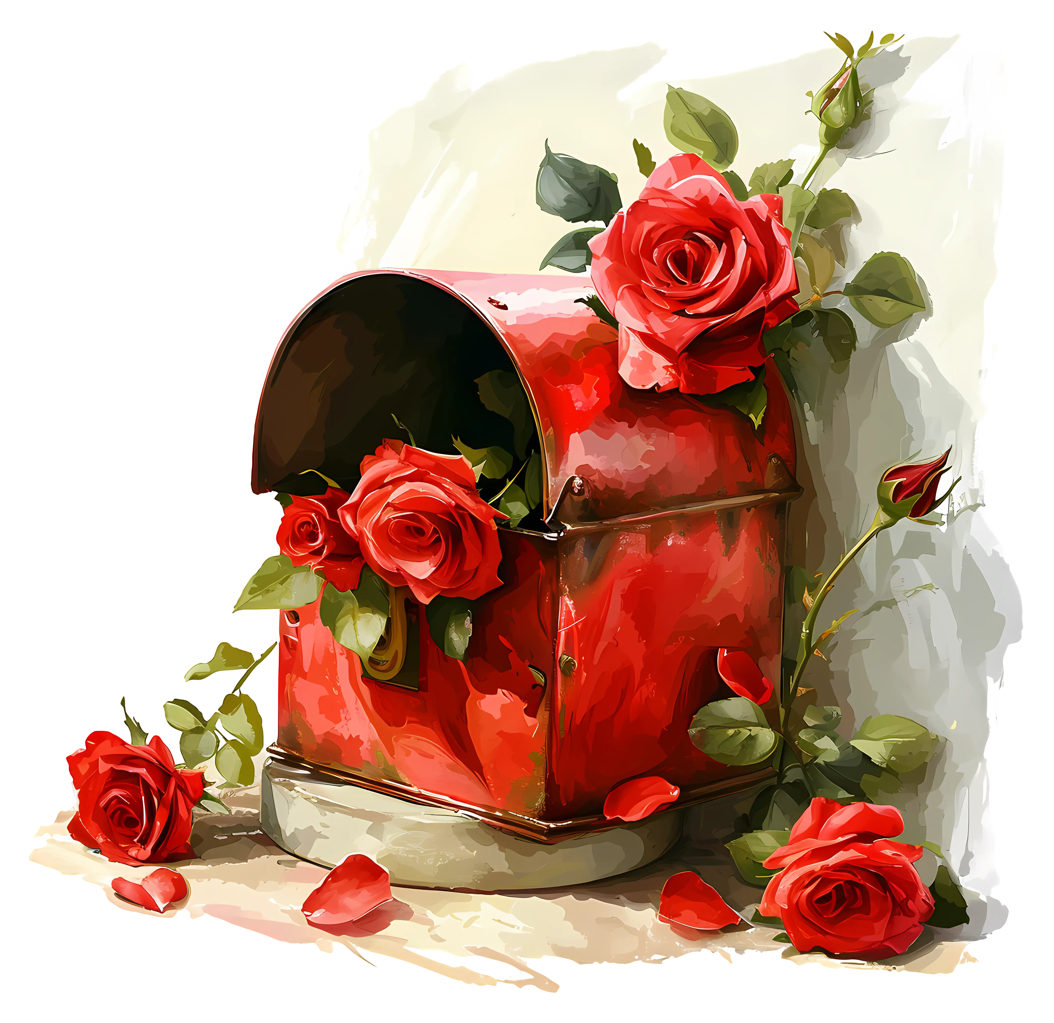 Red Mailbox with Roses