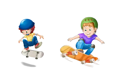 Skateboarding Kids in Action