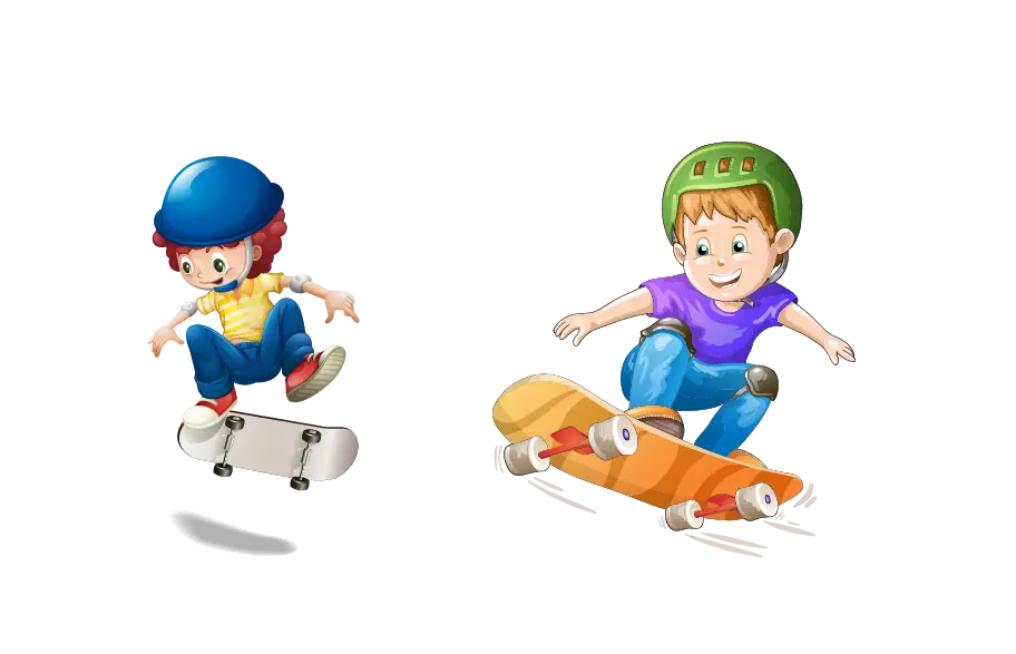 Skateboarding Kids in Action
