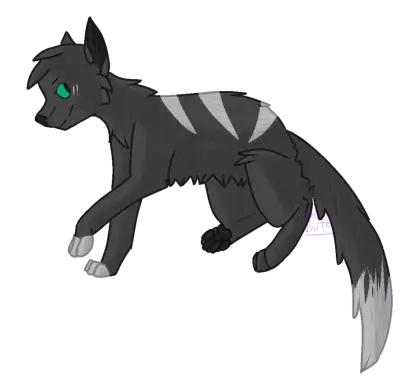 Black Cat Illustration with Striped Fur