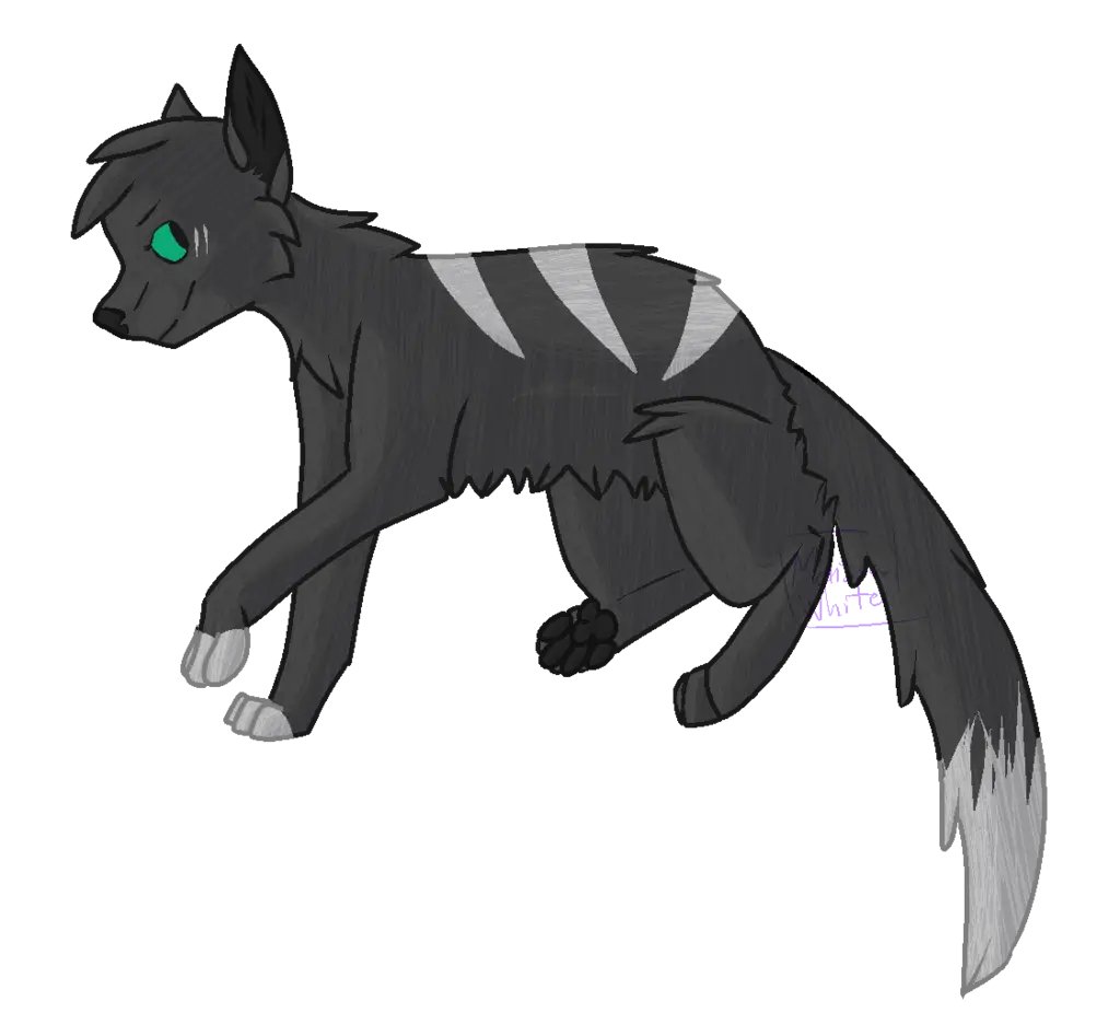 Black Cat Illustration with Striped Fur