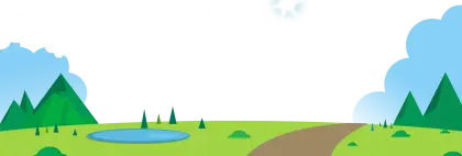 Cartoon Green Landscape with Pond