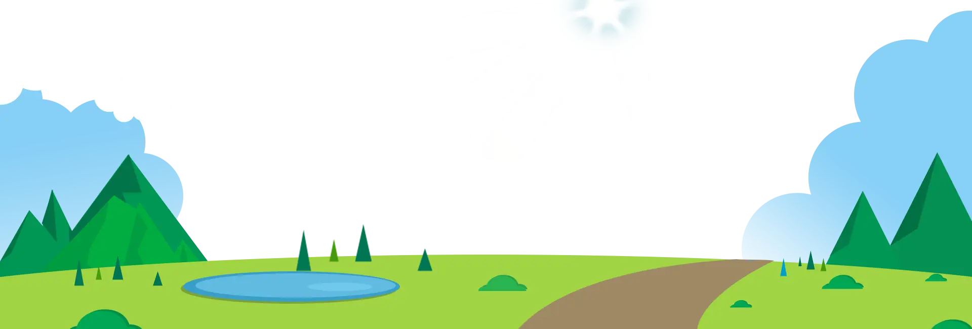 Cartoon Green Landscape with Pond