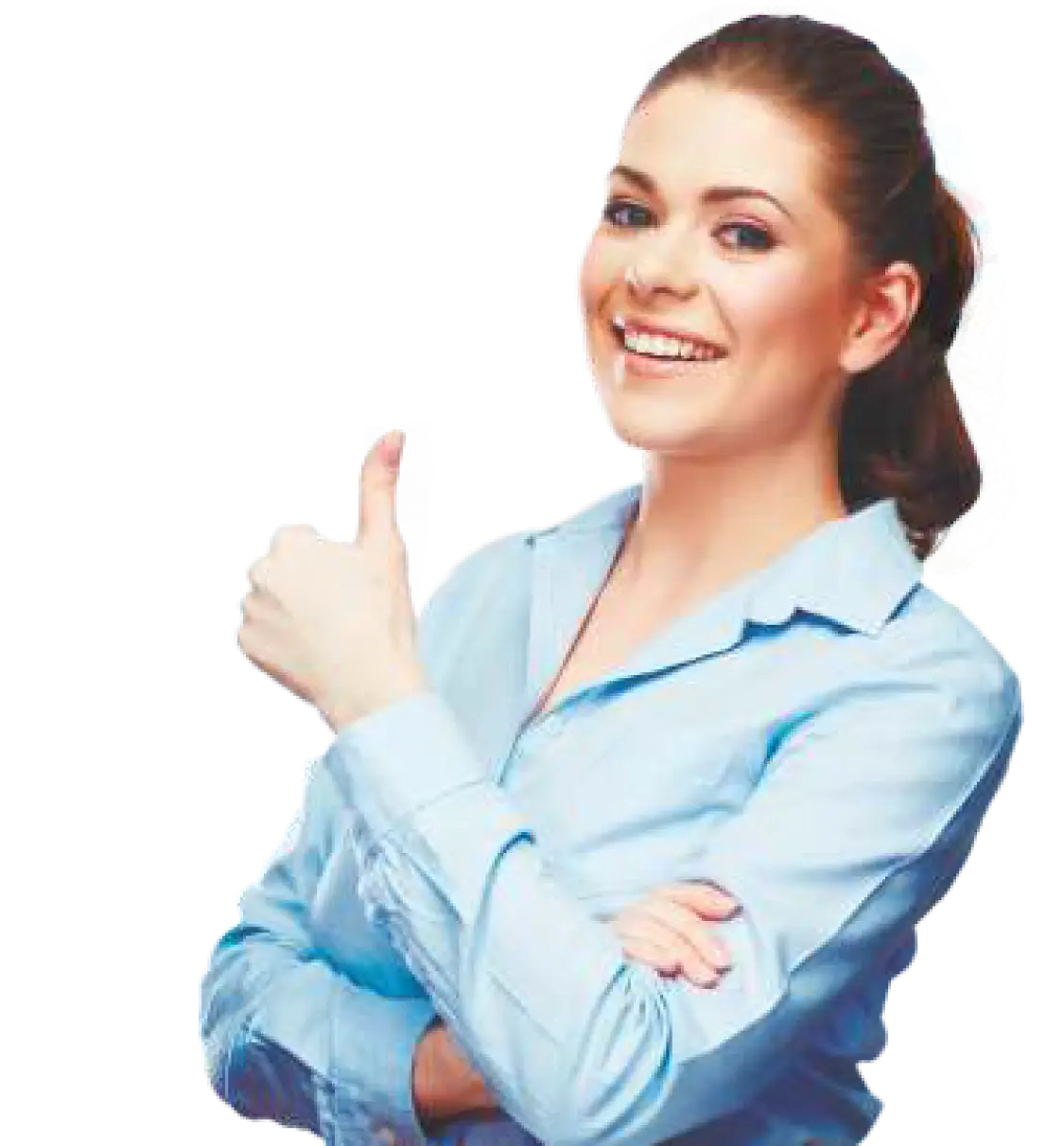 Smiling Woman Giving Thumbs-Up