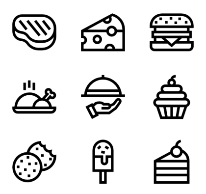 Set of Outline Food Icons