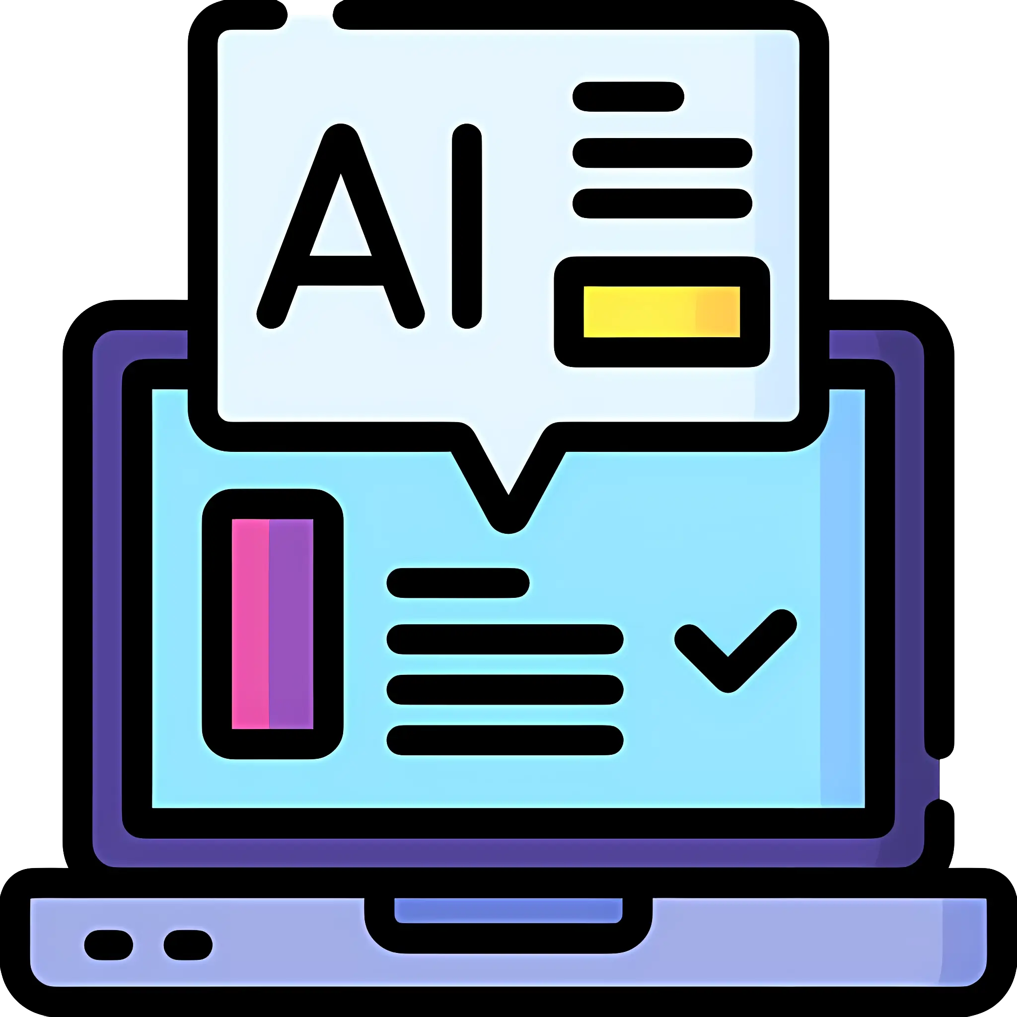 Artificial Intelligence Laptop Interface Illustration