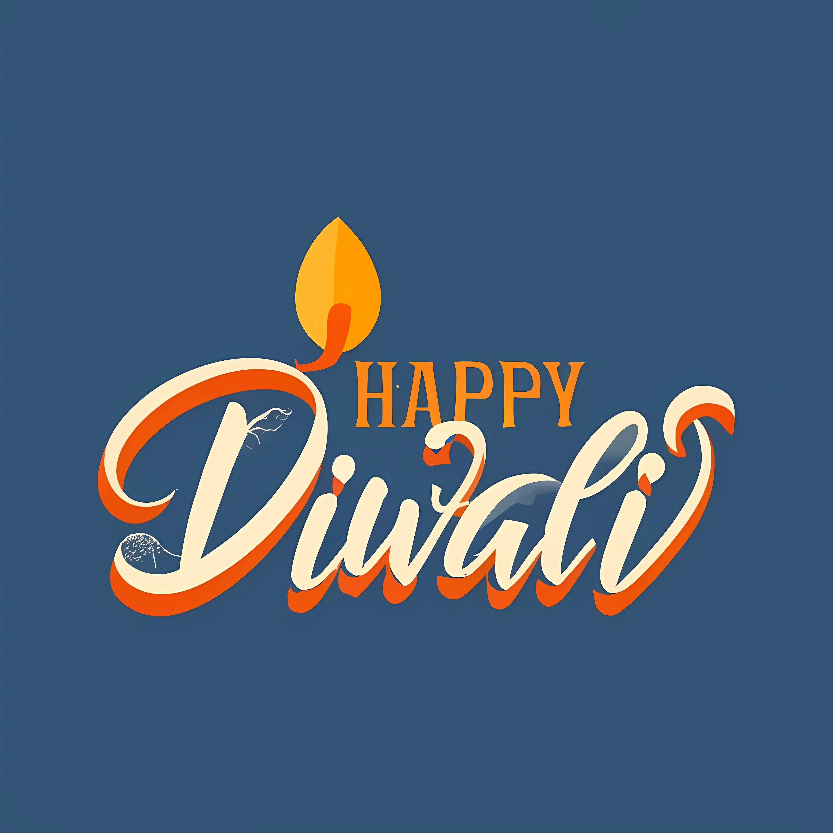 Happy Diwali Text with Lamp Illustration