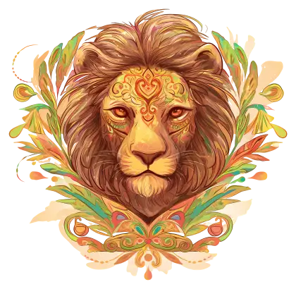 Ornate Decorative Lion Illustration
