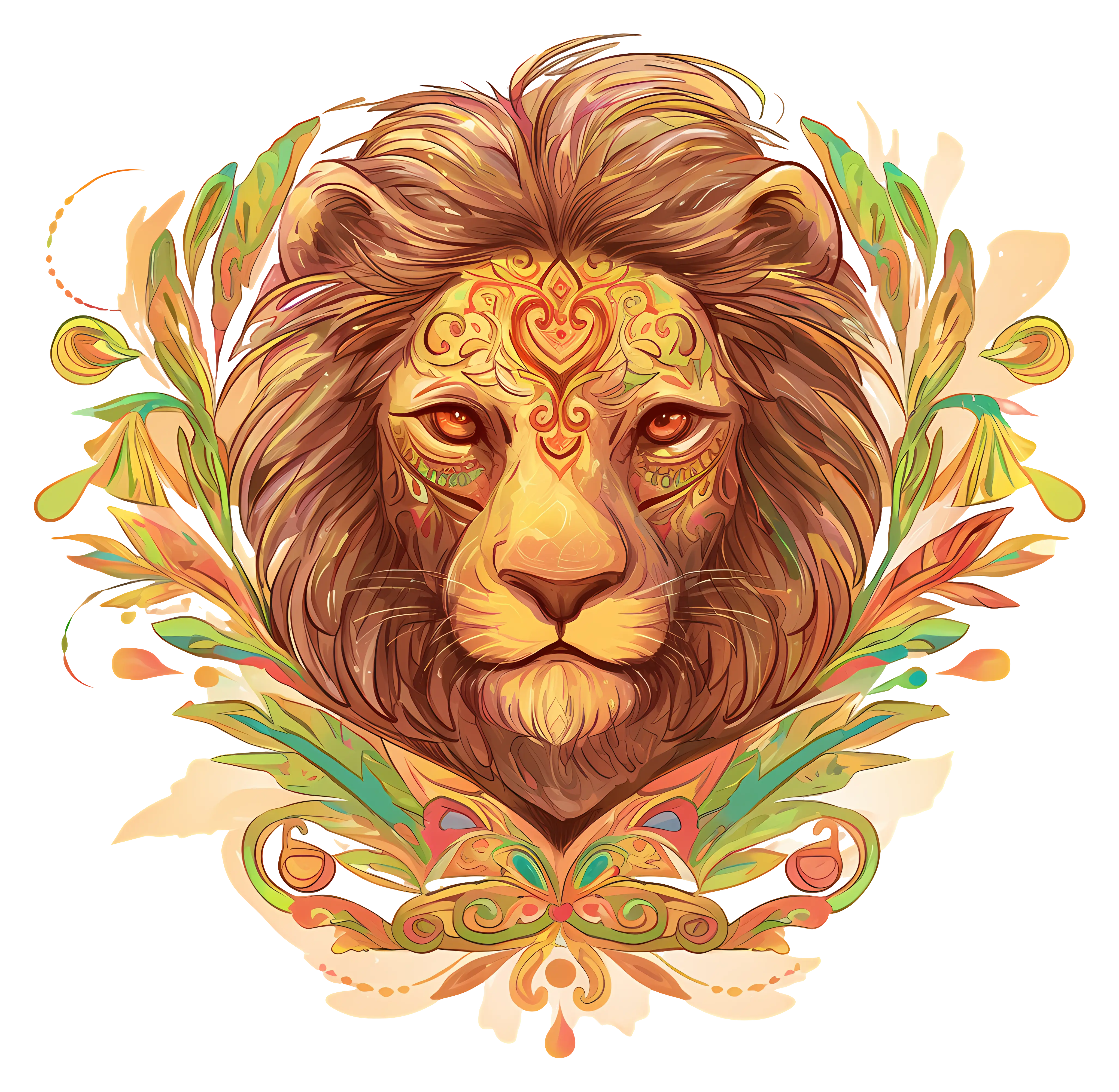 Ornate Decorative Lion Illustration