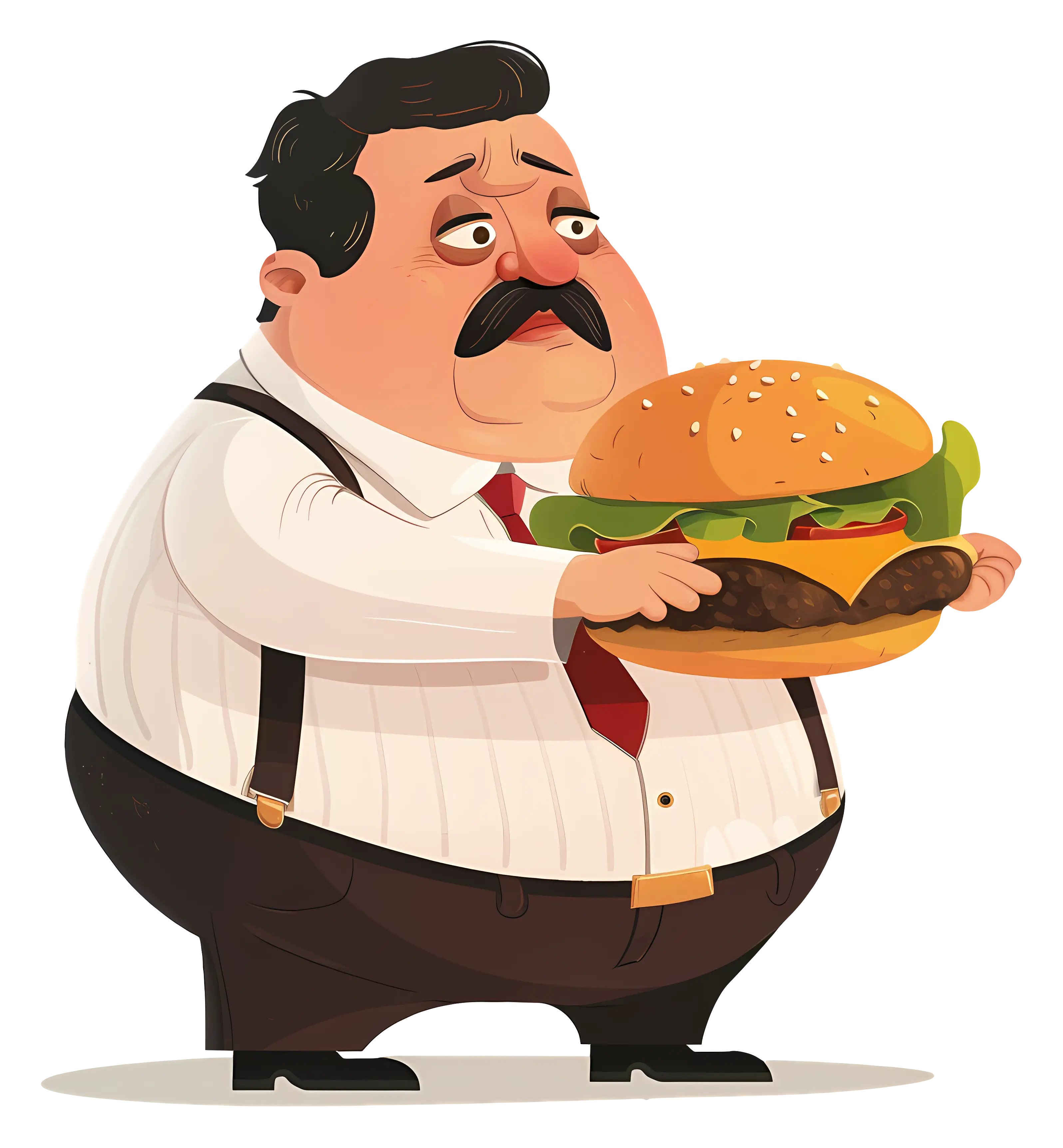 Cartoon Man Holding a Giant Burger