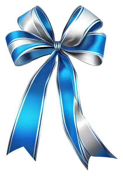 Blue and Silver Ribbon Bow
