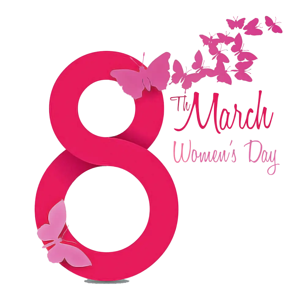 March 8 Women's Day Design with Butterflies