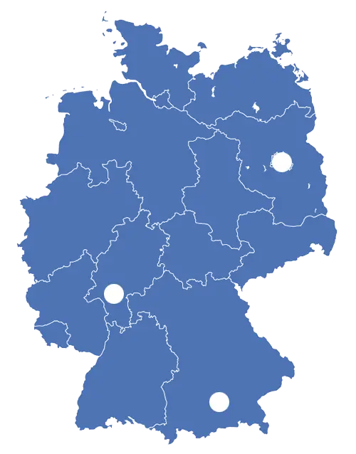 Blue Map of Germany with Regions