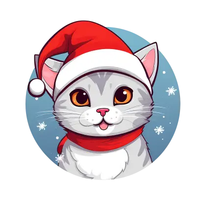 Festive Cat Wearing a Santa Hat for Christmas