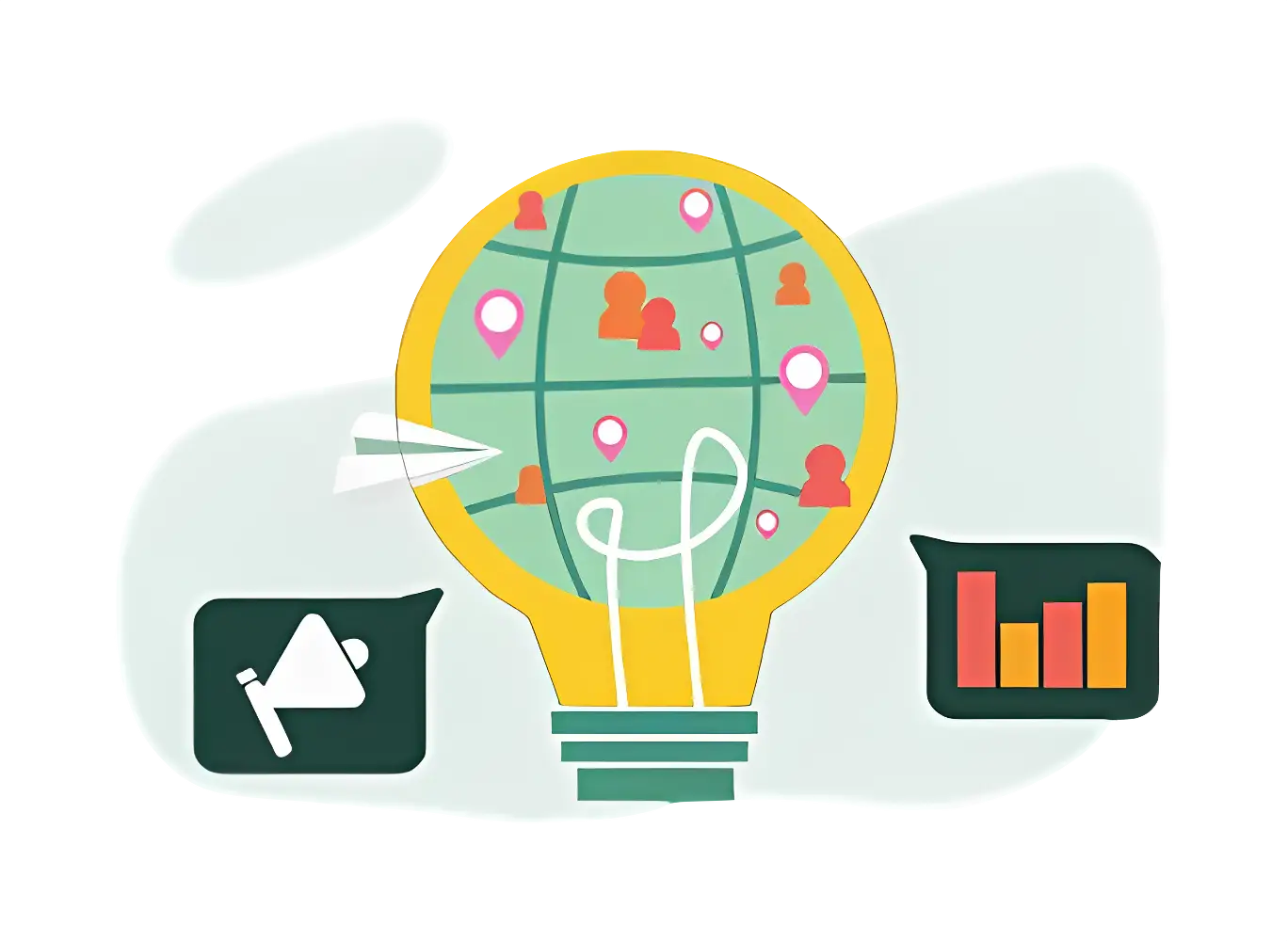Light Bulb with Globe and Analytics