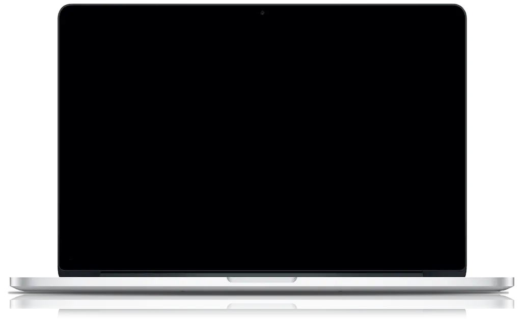 Black Laptop Screen on White Background