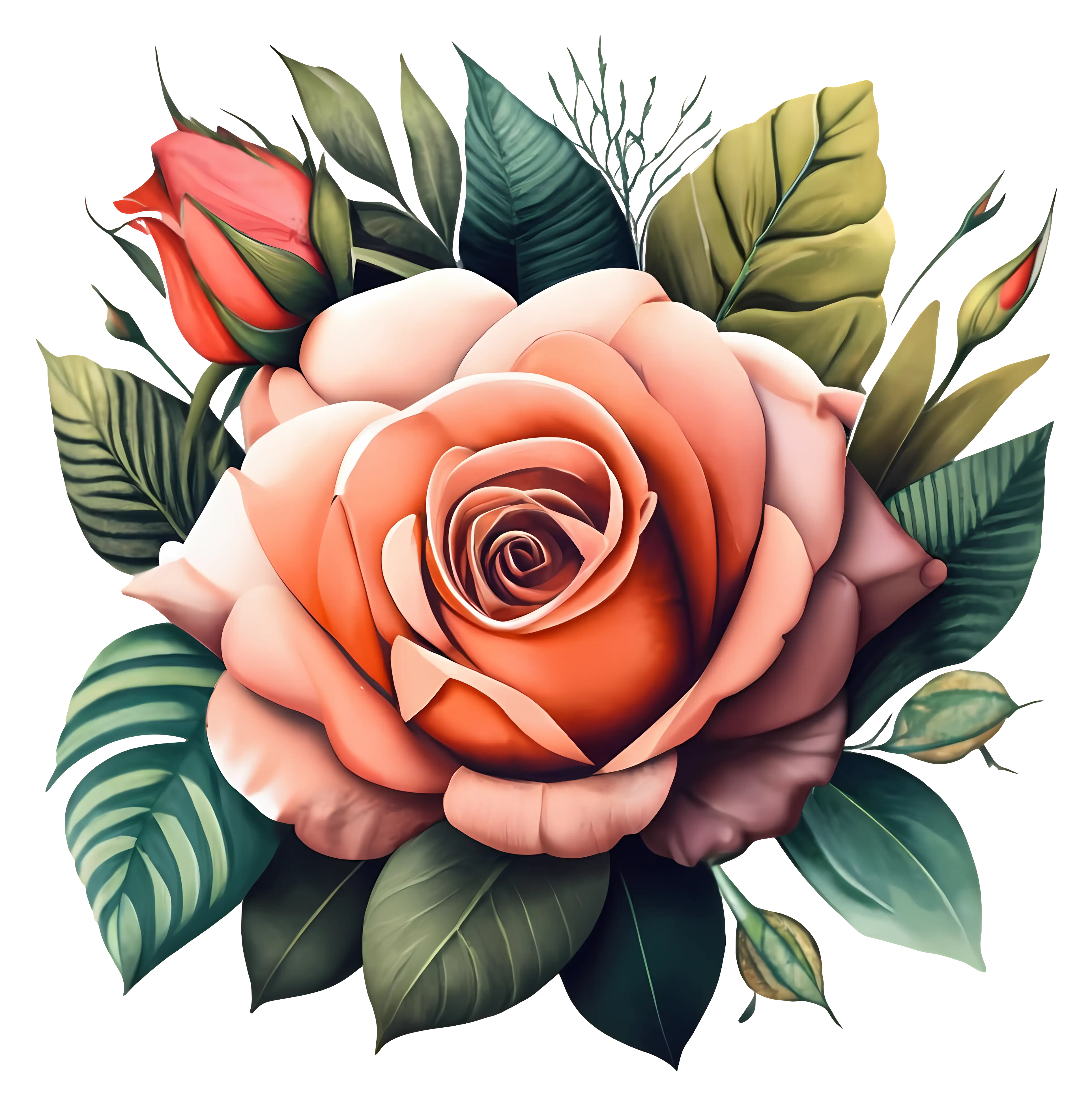 Elegant Rose Bouquet with Green Leaves