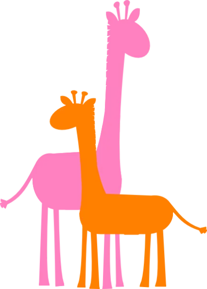 Colorful Giraffe Illustration in Pink and Orange