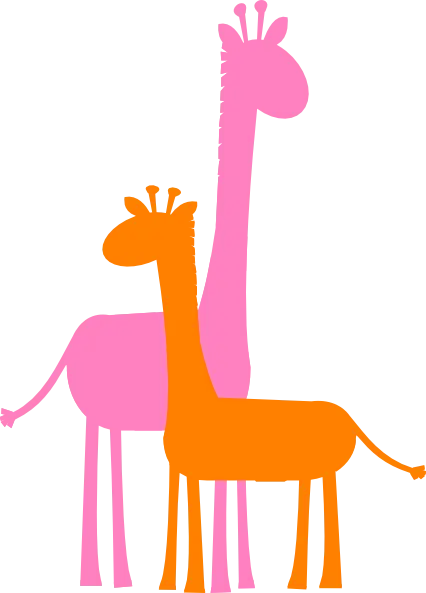Colorful Giraffe Illustration in Pink and Orange