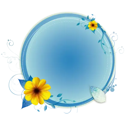 Decorative Blue Circle with Flowers