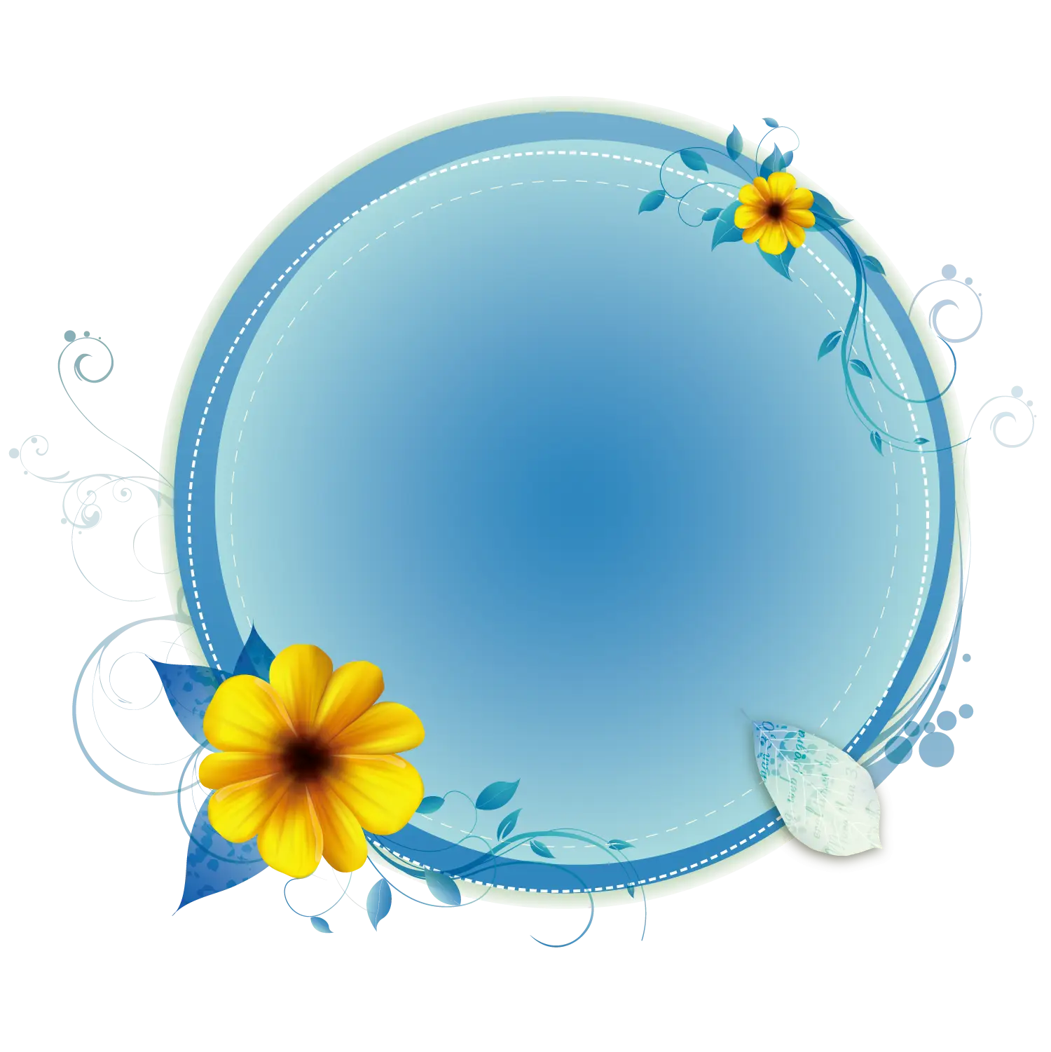 Decorative Blue Circle with Flowers